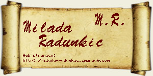 Milada Radunkić vizit kartica